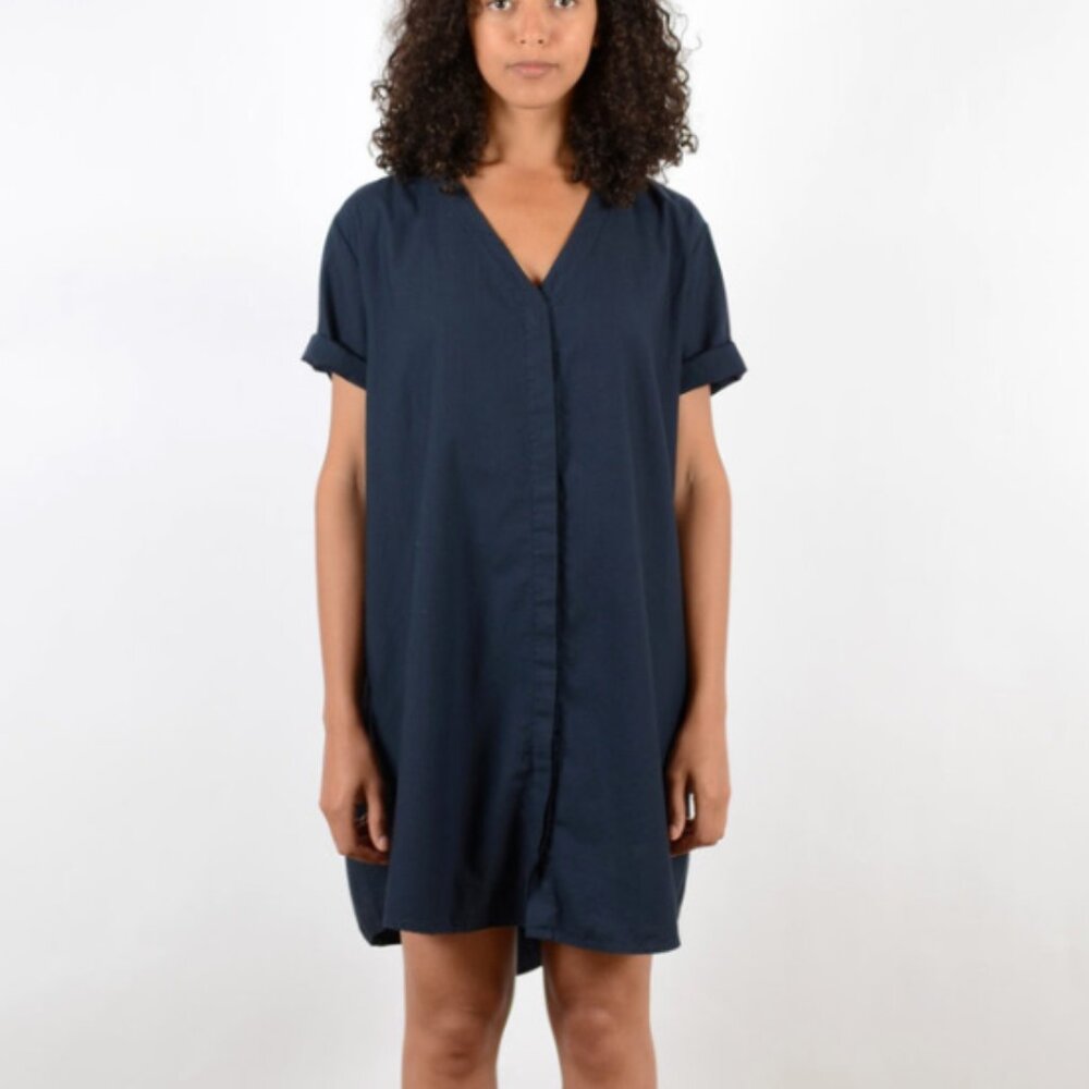 Ali golden navy oversized shirt dress